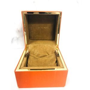 Tory Burch watch box orange gold LOGO jewelry designer STORAGE DECOR leatherette